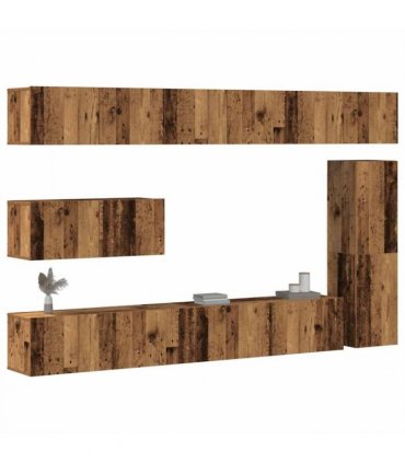 vidaXL 7 Piece TV Cabinet Set Wall-mounted Old Wood Engineered Wood