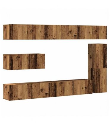 vidaXL 7 Piece TV Cabinet Set Wall-mounted Old Wood Engineered Wood