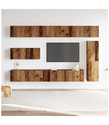 vidaXL 7 Piece TV Cabinet Set Wall-mounted Old Wood Engineered Wood