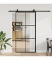 vidaXL Sliding Door with Hardware Set Black 102x205 cm ESG Glass