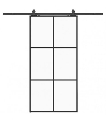 vidaXL Sliding Door with Hardware Set Black 102x205 cm ESG Glass