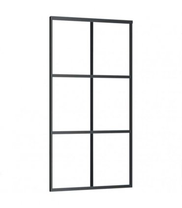 vidaXL Sliding Door with Hardware Set Black 102x205 cm ESG Glass