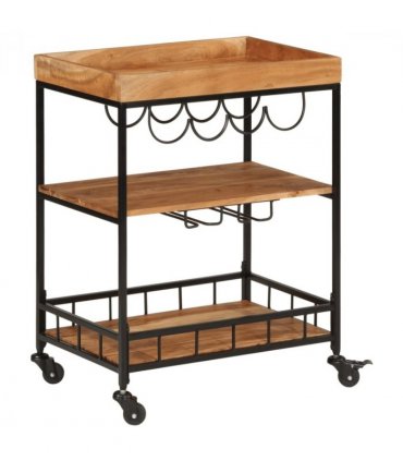 vidaXL Bar Cart 60x40x80 cm Solid Wood Acacia and Iron