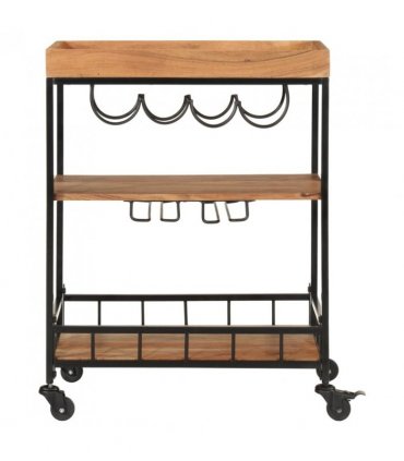 vidaXL Bar Cart 60x40x80 cm Solid Wood Acacia and Iron