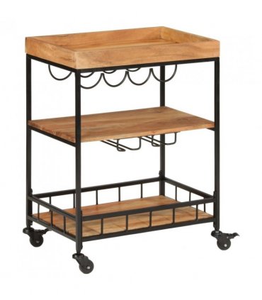 vidaXL Bar Cart 60x40x80 cm Solid Wood Acacia and Iron