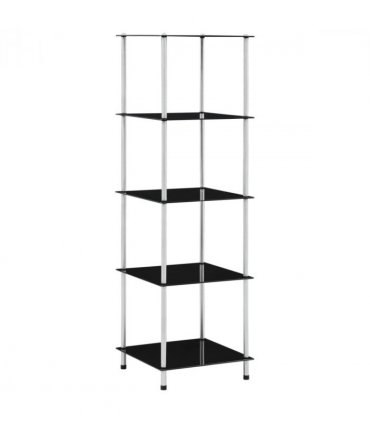 vidaXL 5-Tier Shelf Black 40x40x130 cm Tempered Glass