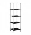 vidaXL 5-Tier Shelf Black 40x40x130 cm Tempered Glass