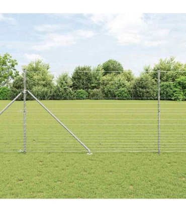 vidaXL Welded Wire Fence with Spikes 25 x 1.5 m Galvanised Steel Mesh