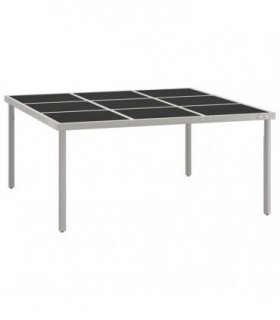 vidaXL Garden Dining Table 170x170x74.5 cm Glass and Steel