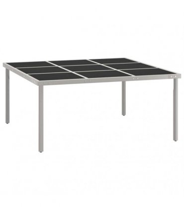 vidaXL Garden Dining Table 170x170x74.5 cm Glass and Steel