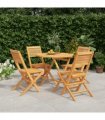 vidaXL Garden Dining Set | Natural Teak | Solid Teak Wood | 5 Piece Set