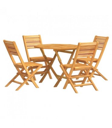 vidaXL Garden Dining Set | Natural Teak | Solid Teak Wood | 5 Piece Set