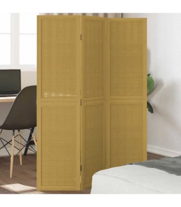vidaXL Room Divider 3 Panels Brown Solid Wood Paulownia