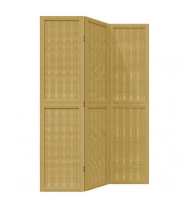 vidaXL Room Divider 3 Panels Brown Solid Wood Paulownia