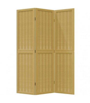 vidaXL Room Divider 3 Panels Brown Solid Wood Paulownia