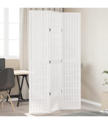 vidaXL Room Divider 3 Panels White Solid Wood Paulownia