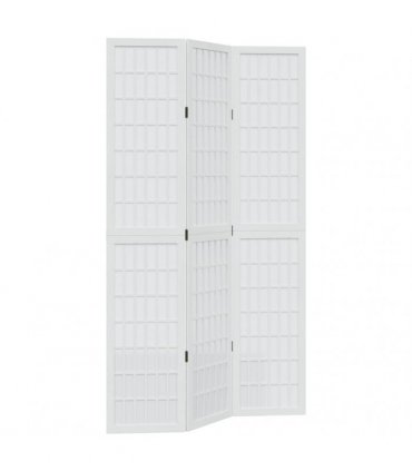 vidaXL Room Divider 3 Panels White Solid Wood Paulownia