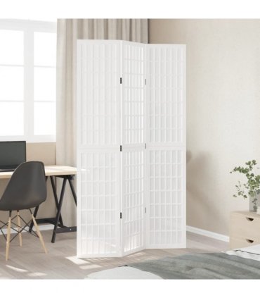 vidaXL Room Divider 3 Panels White Solid Wood Paulownia