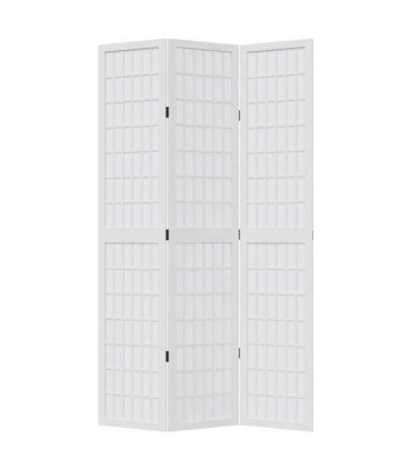 vidaXL Room Divider 3 Panels White Solid Wood Paulownia