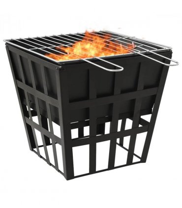 vidaXL 2-in-1 Fire Pit and BBQ 34x34x48 cm Steel