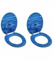 vidaXL WC Toilet Seats with Lid 2 pcs MDF Blue Water Drop Design