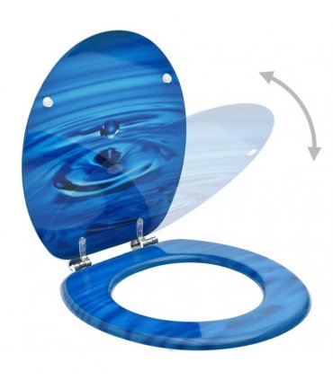 vidaXL WC Toilet Seats with Lid 2 pcs MDF Blue Water Drop Design