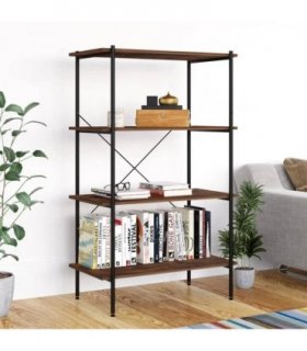 vidaXL 4-Tier Shelving Unit Black and Dark Wood 80x40x130 cm