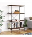 vidaXL 4-Tier Shelving Unit Black and Dark Wood 80x40x130 cm