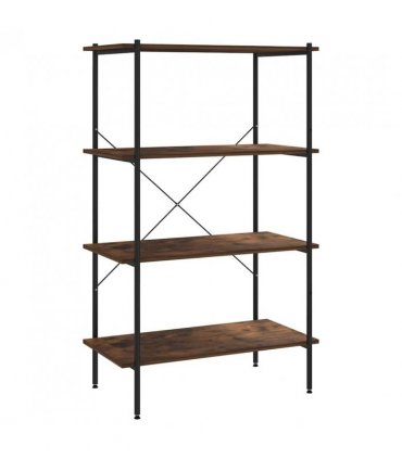 vidaXL 4-Tier Shelving Unit Black and Dark Wood 80x40x130 cm