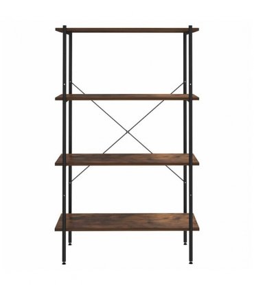 vidaXL 4-Tier Shelving Unit Black and Dark Wood 80x40x130 cm