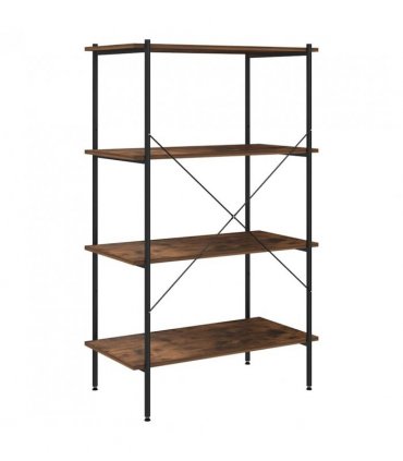 vidaXL 4-Tier Shelving Unit Black and Dark Wood 80x40x130 cm