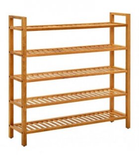 vidaXL Shoe Rack with 5 Shelves 100x27x100 cm Solid Oak Wood
