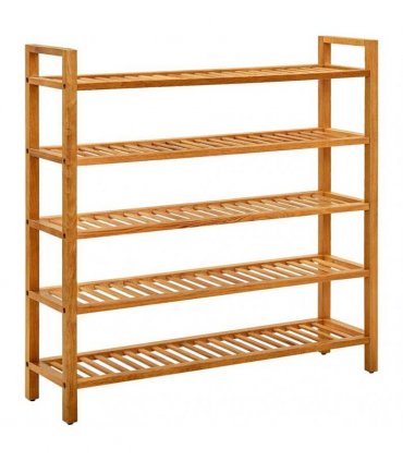 vidaXL Shoe Rack with 5 Shelves 100x27x100 cm Solid Oak Wood