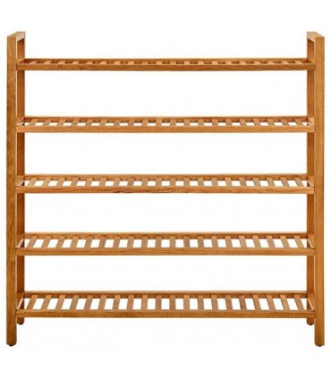 vidaXL Shoe Rack with 5 Shelves 100x27x100 cm Solid Oak Wood