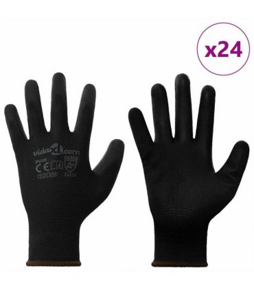 vidaXL Work Gloves 24 pcs Black 8 / M Polyester