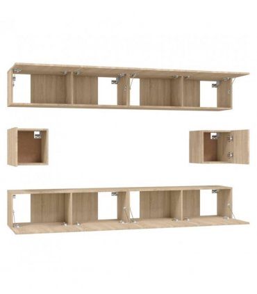 vidaXL 6 Piece TV Cabinet Set Sonoma Oak Engineered Wood