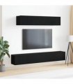 vidaXL TV Cabinet Set Wall-mounted 4 pcs Black Oak Engineered Wood