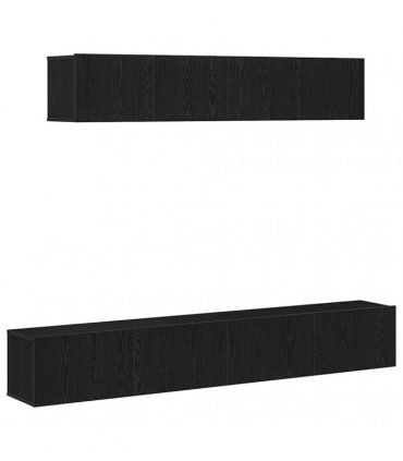 vidaXL TV Cabinet Set Wall-mounted 4 pcs Black Oak Engineered Wood