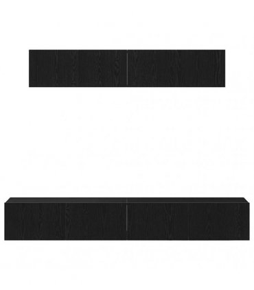 vidaXL TV Cabinet Set Wall-mounted 4 pcs Black Oak Engineered Wood