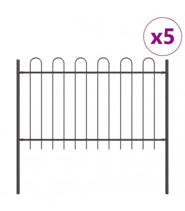 vidaXL Garden Fence 5 pcs Grey 8.5 x 1.2 m Powder-coated Steel