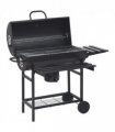 vidaXL Barrel Grill with Wheels and Shelves Black Steel 115x85x95 cm