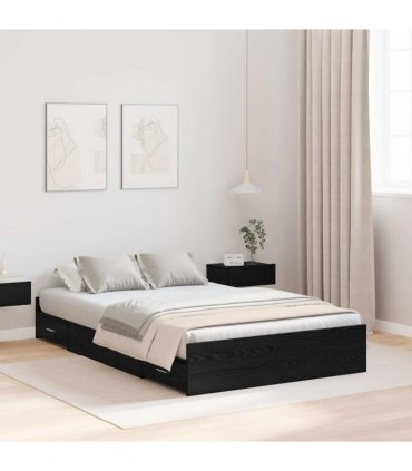 vidaXL Storage Bed Frame Black Oak 120 x 200 cm Engineered Wood