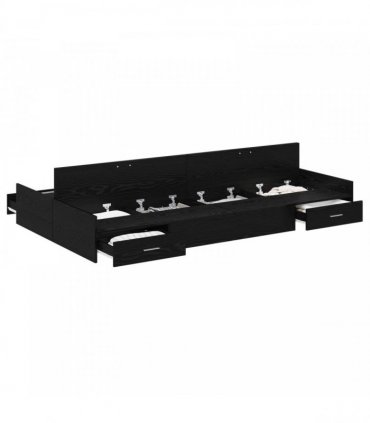 vidaXL Storage Bed Frame Black Oak 120 x 200 cm Engineered Wood