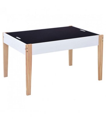 vidaXL 3 Piece Kids Storage Chalkboard Table Chair Set Black and White