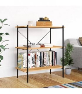 vidaXL 3-Tier Shelving Unit Black and Oak 80x40x92 cm