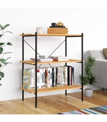 vidaXL 3-Tier Shelving Unit Black and Oak 80x40x92 cm