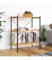 vidaXL 3-Tier Shelving Unit Black and Oak 80x40x92 cm