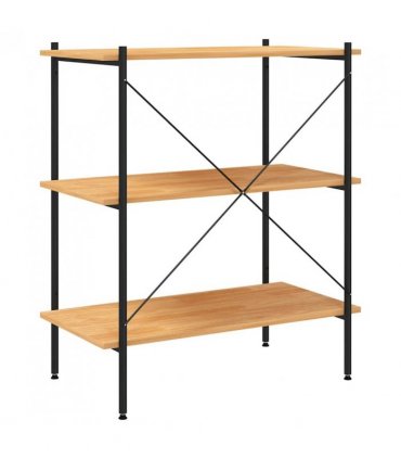vidaXL 3-Tier Shelving Unit Black and Oak 80x40x92 cm