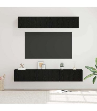 vidaXL TV Cabinet Set Wall-mounted 5 pcs Black Oak Engineered Wood