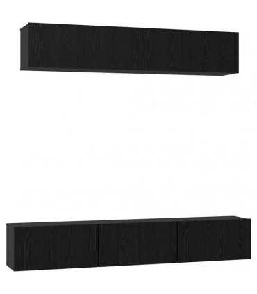 vidaXL TV Cabinet Set Wall-mounted 5 pcs Black Oak Engineered Wood